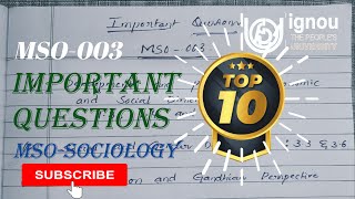 MSO003  IMPORTANT QUESTIONS TOP10  IGNOU  SOCIOLOGY explanation mso ignouexampaper [upl. by Neladgam513]