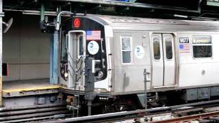 MTA NYC Subway Kawasaki R160B 9077 on the N Astoria bound departing 8th Avenue [upl. by Kciredor]