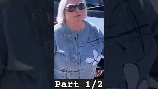 Part 12 of this crazy Karen in the wild attempting to take this guys flag right off his truck [upl. by Bolte490]