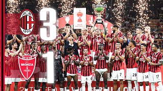 SaelemaekersJovićReijnders for the Trofeo Silvio Berlusconi  AC Milan 31 Monza  Highlights [upl. by Aihsram504]