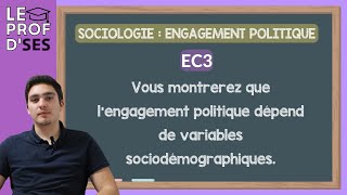 BAC EC3 corrigée  Montrez que lengagement politique dépend de variable sociodémographiques [upl. by Einra327]