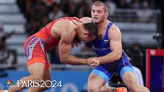 Aaron Brooks stunned in the final seconds of 86kg freestyle semifinal  Paris Olympics  NBC Sports [upl. by Kila]