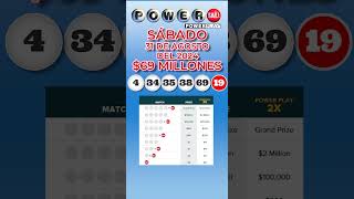 Resultados Powerball Sábado 31 de Agosto 2024 Jackpot 69 Millones de dólares powerball [upl. by Cestar]