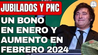 AHORA❗️BONOS y Cobros ENERO 2024  Aumento en FEBERO para Jubilados Pensionados PNC PUAM Y AUH [upl. by Anerys933]