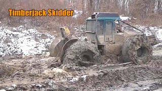 John Deere Timberjack 240 Skidder Stuck In Mud  Logging Equipment [upl. by Uzzi]