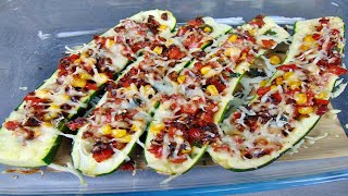 Rezept Zucchini Schiffchen überbacken  vegetarisch [upl. by Ulyram]