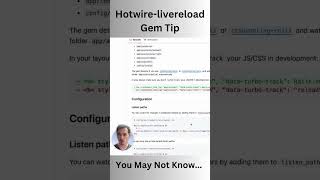 Hotwirelivereload Gem Tip Shorts rails webdesign coding rubyonrails hotwire [upl. by Llerad]