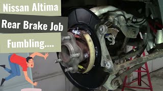 Nissan Altima Fumbling Rear Brake Job w Backing Plates [upl. by Duwad]