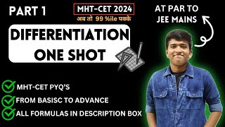 Differentiation One shot and PYQ solving Part1 MHTCET 2024 mhtcet2024 [upl. by Papert]