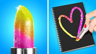 Back To School Crafts And Hacks 😃😍 Amazing Rainbow Crafts To Become Popular At School [upl. by Jordanson]