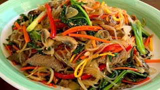 Japchae Glass noodles stirfried with vegetables 잡채 [upl. by Nayar]