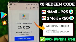 New Method  free redeem code for playstore at ₹0  How to get free google redeem code [upl. by Eimorej]