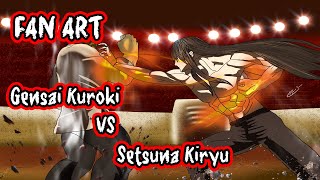 Fan Art Gensai Vs Setsuna 👊🦴💥💫anime fanart [upl. by Nwahsiek]