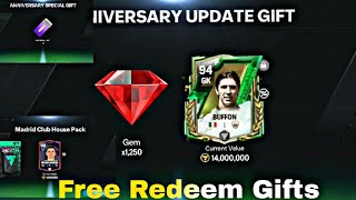 FREE Redeem code 100 OVR Buffon 🤯 FC MOBILE Anniversary [upl. by Rdnaskela]