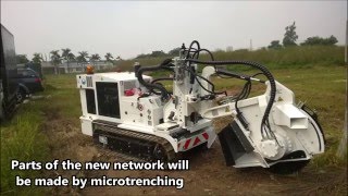 Micro trenching for a fiber optic connection in microduct [upl. by Aivlis564]