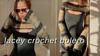 lacey mohair bolerosleeves  crochet tutorial [upl. by Mun]