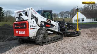 BOBCAT T870 skid steer with grader and Trimble 3D GPS [upl. by Dnomyaw108]