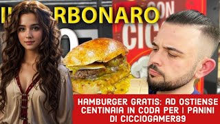 Hamburger gratis ad Ostiense centinaia in coda per i panini di Cicciogamer89 [upl. by Ogu]