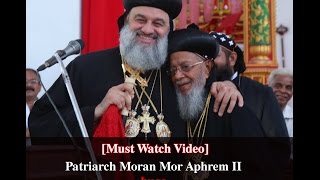 Patriarch Moran Mor Aphrem II hugs Catholicos Mor Baselios Thomas I [upl. by Nnylireg]