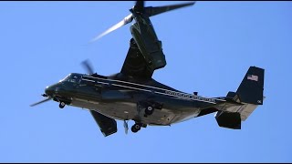 Four MV22 Osprey Presidential Helicopters Departing BUR  Peek of New LockheedMartin VH92 Patriot [upl. by Sakram821]