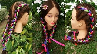 Trenzas Holandesas de Raíz con Cintas 🌷Dutch braids 🌸Belleza sin Limites 🌟 [upl. by Riaj970]