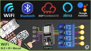 Smart Home using ESP32 Project  Google  Alexa  Bluetooth  IR  Manual Switch  IoT Project 2022 [upl. by Ydarg586]