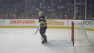 Providence Bruins goalie Brandon Bussi warms up 11124 [upl. by Atalante]