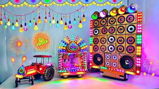 DIY Mini Dj Navratri Durga Pooja Gauri Ganesh Big Dj Truck Light Decoration gadi wala Chhota dj [upl. by Timms]