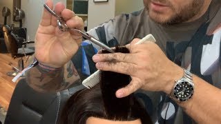 COMO CORTAR CON TIJERA EN PUNTA  POINT CUTTING barbero peluqueria [upl. by Elephus]