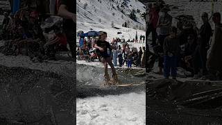 Boys Pond Skim  Water Slide Challenge Grimentz 23 skiing ski switzerland suisse schweiz [upl. by Araiet708]