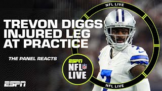 Reaction to Trevon Diggs injuring his leg at Cowboys practice  NFL Live [upl. by Nyltac]