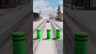 Mix Color Long City Buses amp Double Flatbed Trailer Truck vs Big Bollards shorts 67 beamngdrive [upl. by Alehs765]