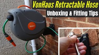 VonHaus Retractable Hose  Unboxing amp Fitting Tips Robust Wall Mounted 20m Garden Hose Reel [upl. by Croix]