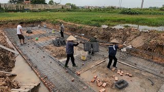 Constructing strip foundation beams for a 100squaremeter house Construction Do Thuan [upl. by Haik957]