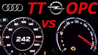 Opel Astra OPC H vs AUDI TT 20  0200 Kmh Acceleration Sound Onboard Autobahn compare [upl. by Rolf]