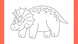 How to draw Cartoon triceratops step by step [upl. by Norene]