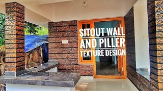 Sitout Wall And Piller Texture Design  Wallputty Design  Copper And Gold [upl. by Rusert]