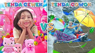 TENDA CEWEK LEIKA VS TENDA COWOK TOMPEL 🥰 CHALLENGE 24 JAM CAMPING DI HUTAN [upl. by Katlin]