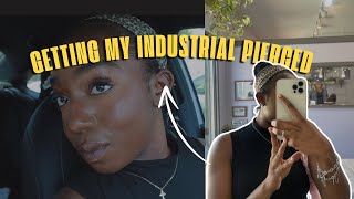 get an industrial piercing w me  piercing vlog [upl. by Constantia]