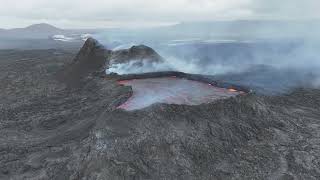 Crater and lava lake from another angle Iceland volcano  2024 June the 19th  by drone 4K 60fps [upl. by Nalyk]