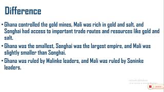 Differences between the Mali Ghana and Songhai empire  History lesson for junior high school 2 [upl. by Tempest557]