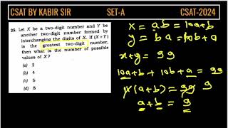 CSAT 2024 Let X be a twodigit number and Y be another twodigit number formed by interchanging [upl. by Ymac]