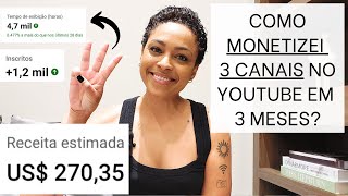 Como MONETIZEI 3 canais no Youtube em 3 MESES  7 DICAS para MONETIZAR  RÁPIDO [upl. by Eivad]