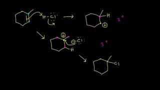 Hydrohalogenation  Alkenes and Alkynes  Organic chemistry  Khan Academy [upl. by Tung]