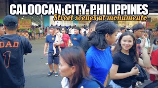 Street scenes at Monumento Caloocan City Walking Tour 4k [upl. by Yejus]