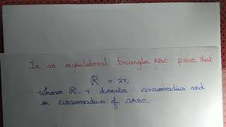 Prove that in an equilateral triangle circumradius  double of incircumradius [upl. by Trebleda]