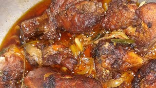 Brown stew chicken Authentic Jamaican  How to make brown stew chicken Jamaican style [upl. by Kcira623]