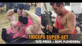 TRICEPS SUPER SET TATE PRESS  ROPE PUSHDOWNS [upl. by Beverley]