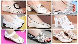 WHITE COMFORTABLE STYLISH FOOTWEAR FOR WOMEN  WHITE SANDALS SHOES SLIPPERS [upl. by Genevieve]