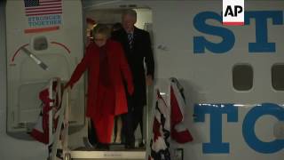 Supporters Greet Hillary Clinton Near NY Home [upl. by Eilrebma66]